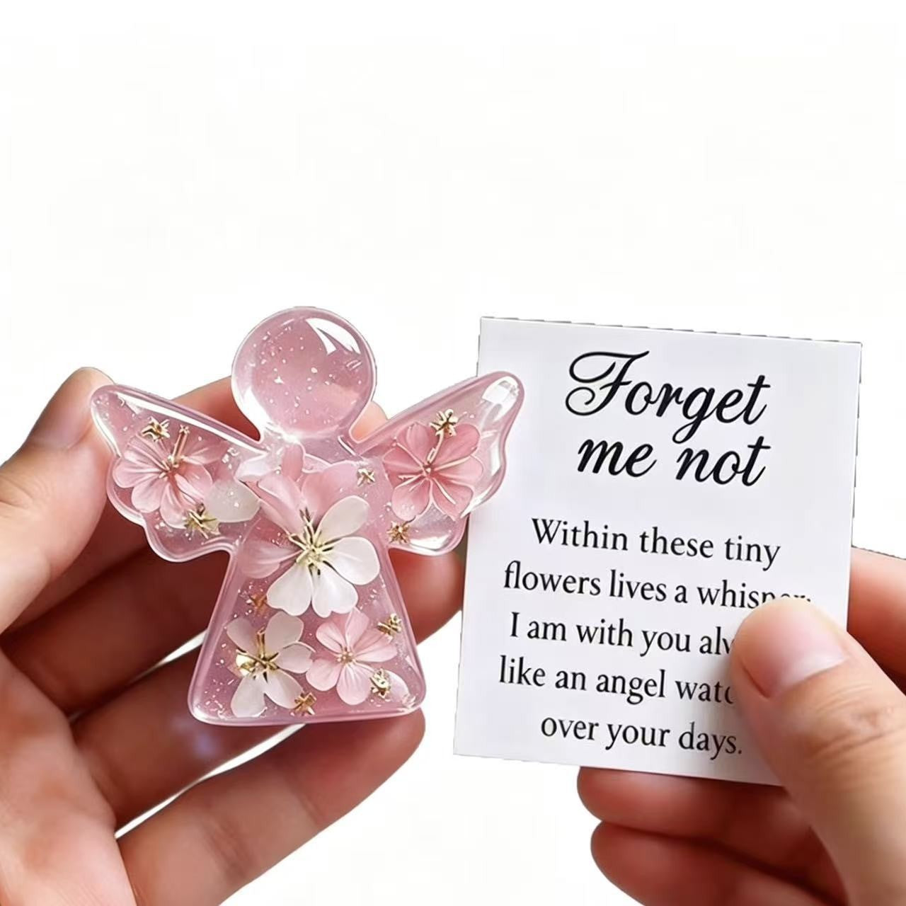 Dried Forget Me Not Flower Angel Keepsake – Timeless Remembrance Gift For Comfort & Hope