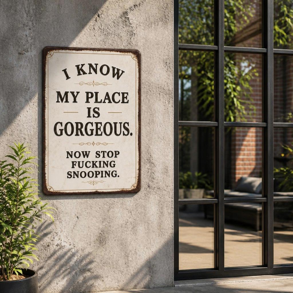 🏡 Cheeky Wall Sign | Playful Decor To Deter Unwanted Onlookers For British Homes