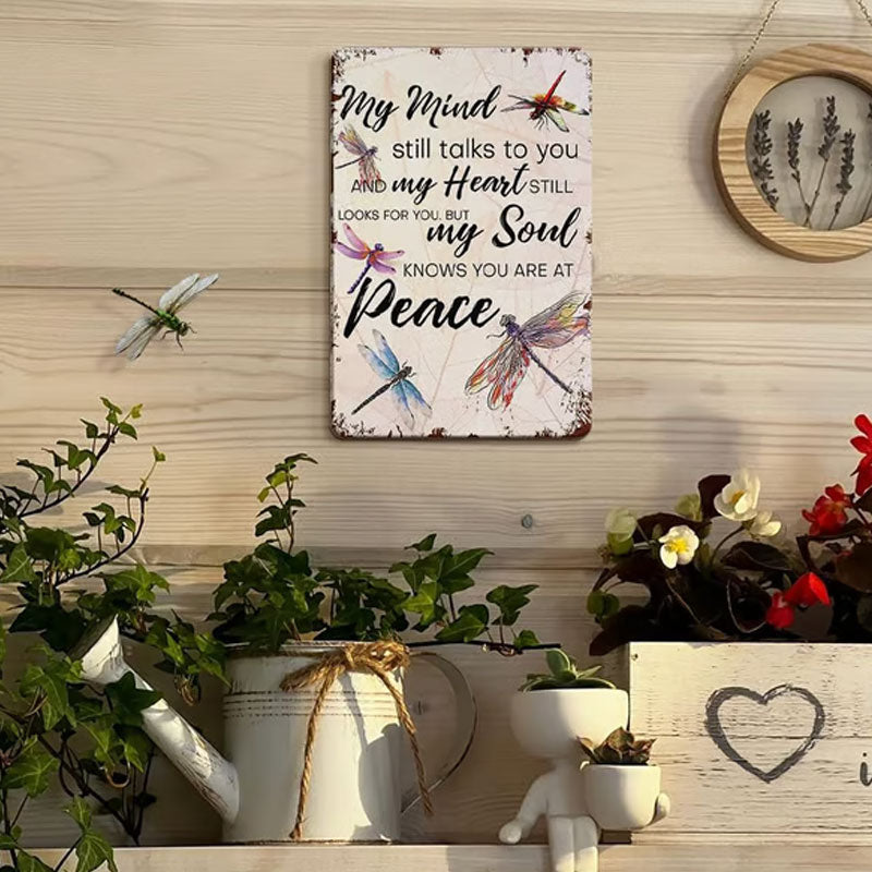 Vintage Dragonfly Sympathy Metal Wall Plaque – Gentle Tribute Memorial Garden Decor