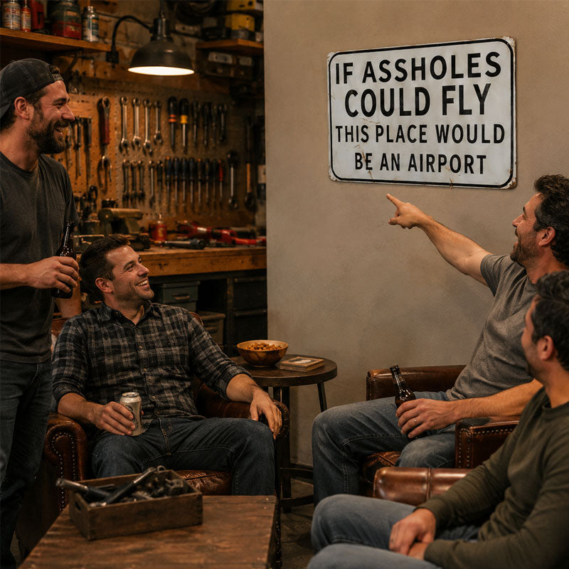😏✈️ “If Jerks Could Fly” Vintage Metal Wall Sign | Bar & Man‑Cave Decor