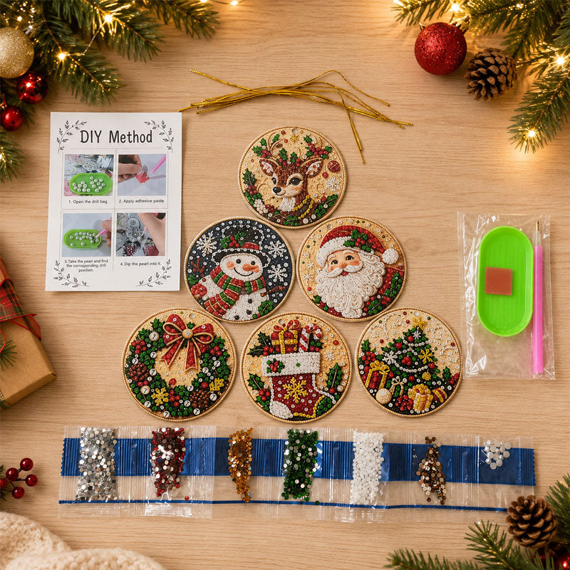 DIY Christmas Ornament Set 6-Piece Round Desig