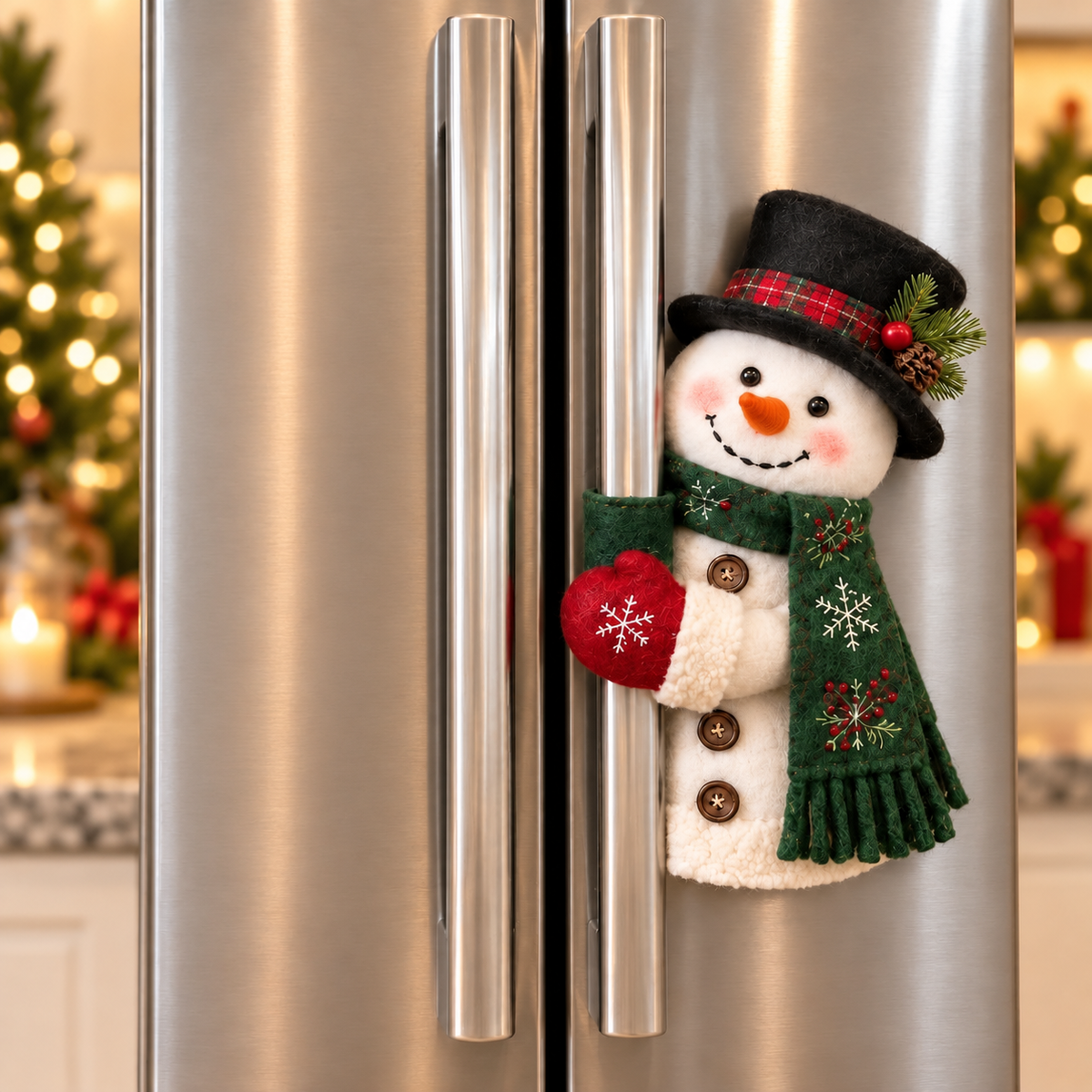 Father Christmas & Snowman Fridge Handle Huggers | Christmas Kitchen Decor