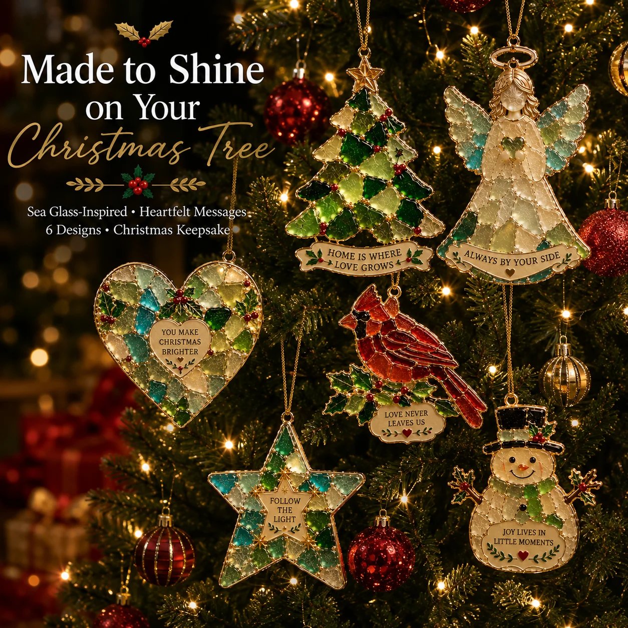 🔥Last Day 50% OFF 🎄 Sea Glass Christmas Blessing Ornaments