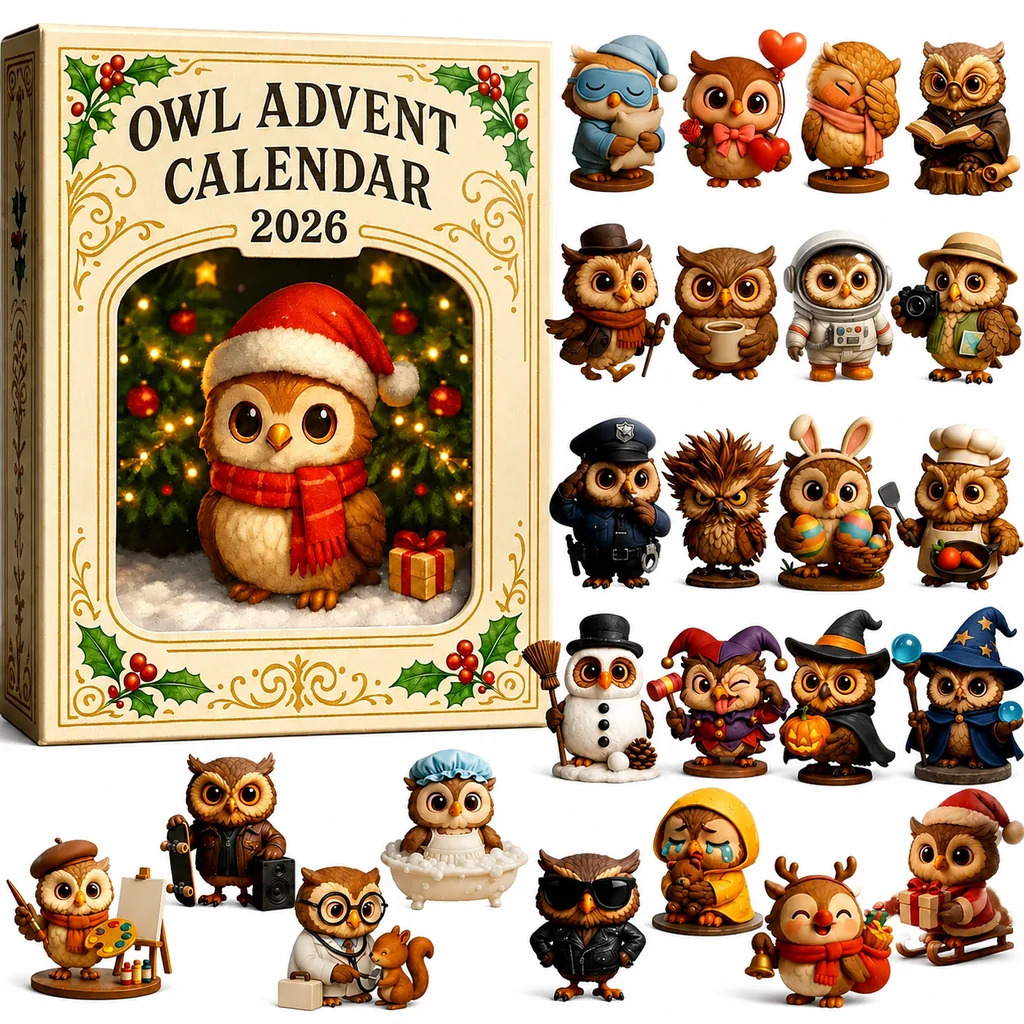 🦉 2026 Owl Advent Calendar | 24‑Day Christmas Countdown With Collectable Owl Figurines Gift
