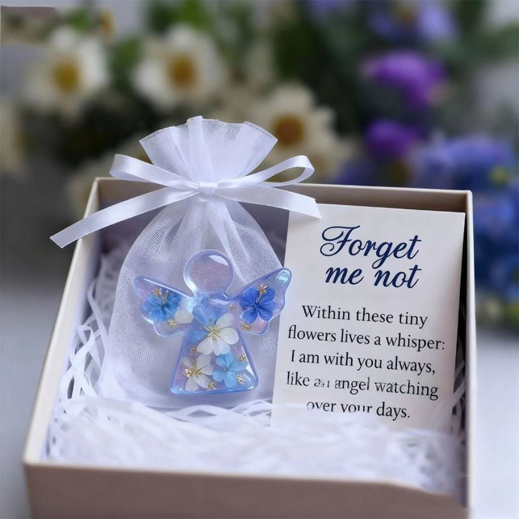 Dried Forget Me Not Flower Angel Keepsake – Timeless Remembrance Gift For Comfort & Hope