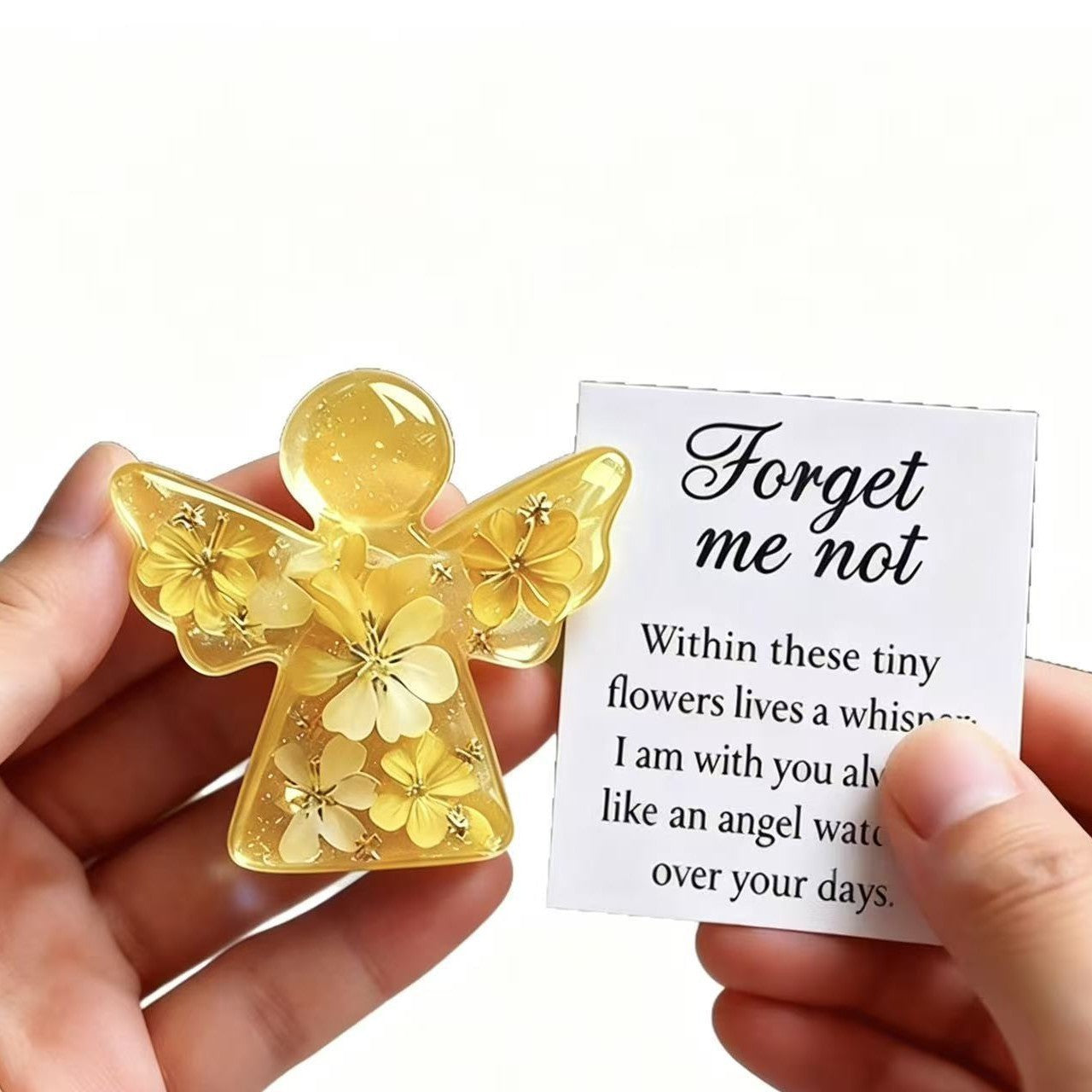 Dried Forget Me Not Flower Angel Keepsake – Timeless Remembrance Gift For Comfort & Hope