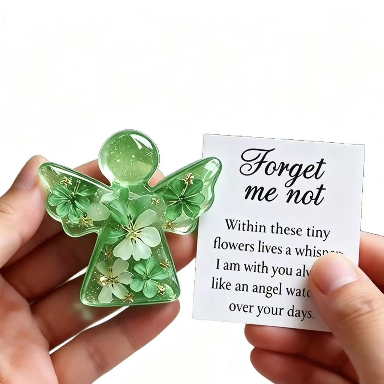 Dried Forget Me Not Flower Angel Keepsake – Timeless Remembrance Gift For Comfort & Hope