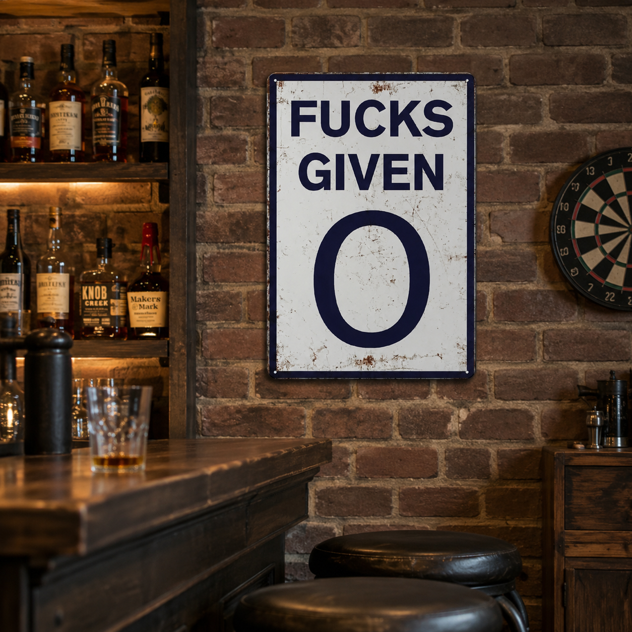 Zero Fusses Given Vintage Metal Wall Sign | Funny Man Cave, Garage & Home Bar Decor
