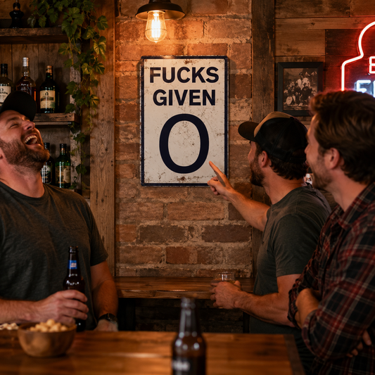 Zero Fusses Given Vintage Metal Wall Sign | Funny Man Cave, Garage & Home Bar Decor
