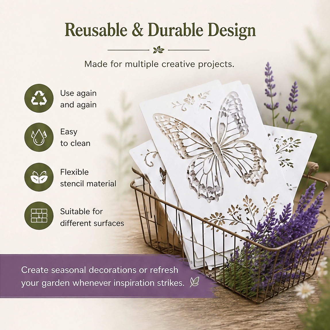 Garden Wall Stencil – Reusable DIY Template for Walls, Fences & Patios