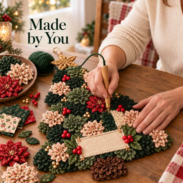 🎄✨Christmas Fabric Flower Door Hanging DIY Kit – Layered Holiday Décor