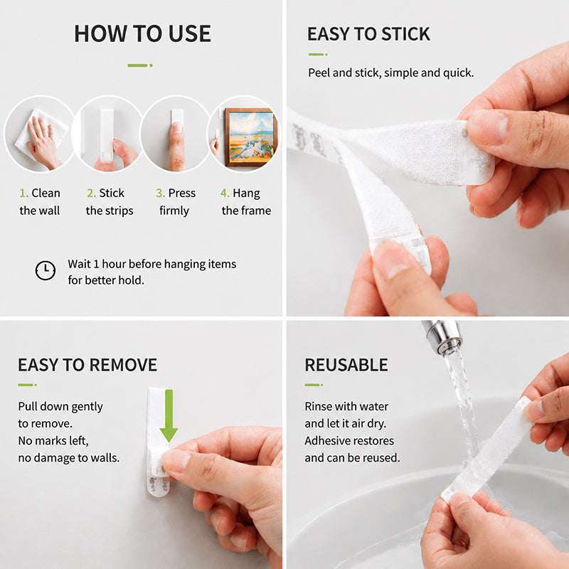 Damage-Free Wall Hanging Strips Refill Pack – Peel Clean, No Wall Damage