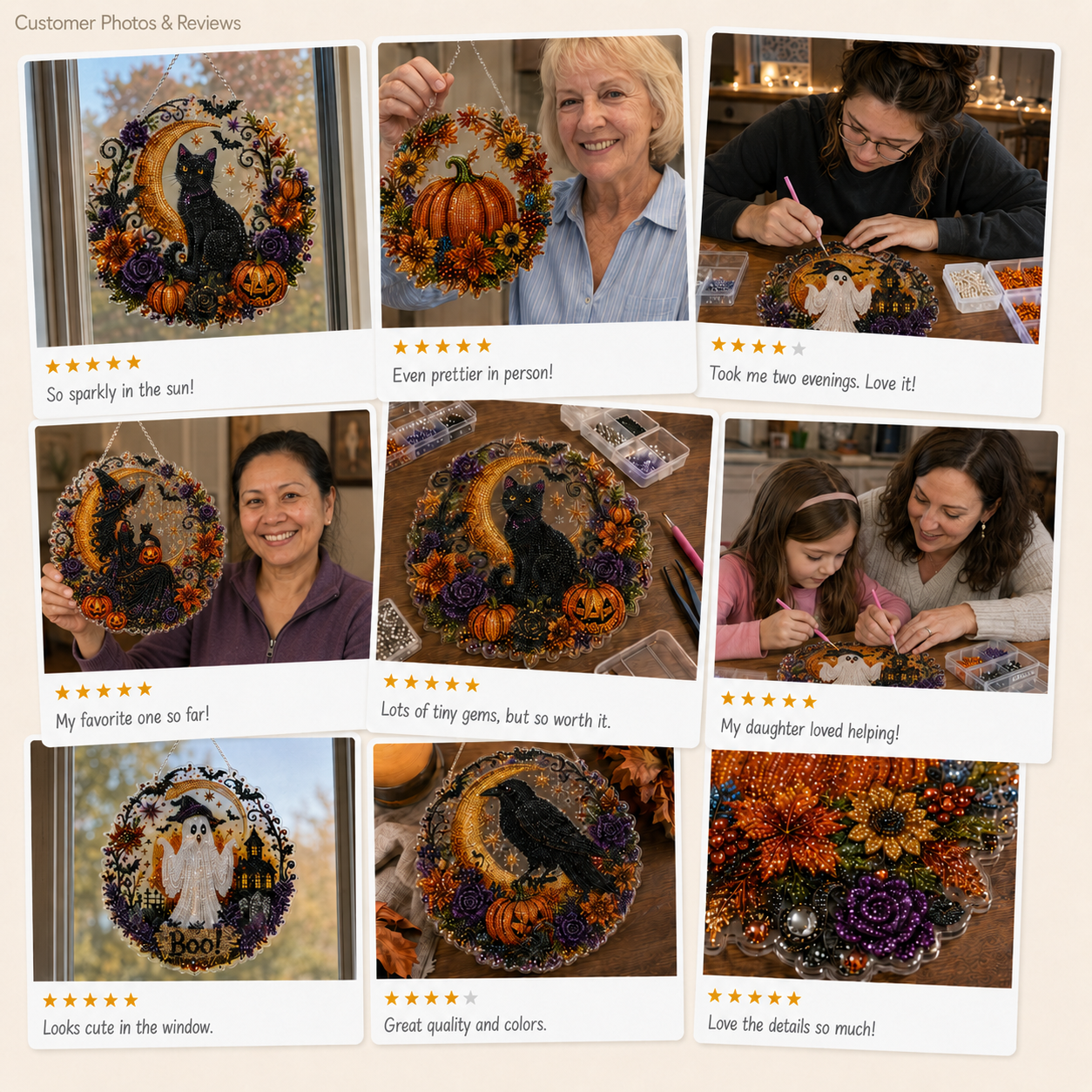 🎃 Limited Offer | Lucky Black Cat Moon Crystal Art Hanging Ornament Kit – Wholesome Family-Friendly Autumn Halloween DIY Craft Set