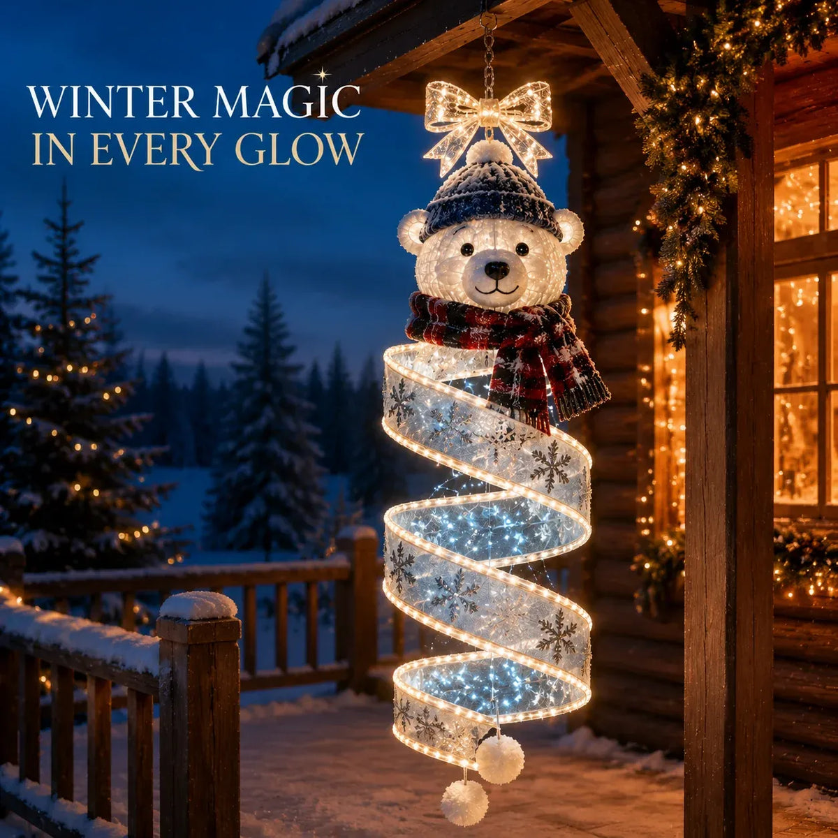 Christmas Spiral Hanging LED Lights | Festive Magic Indoor & Outdoor Xmas Decor Lights
