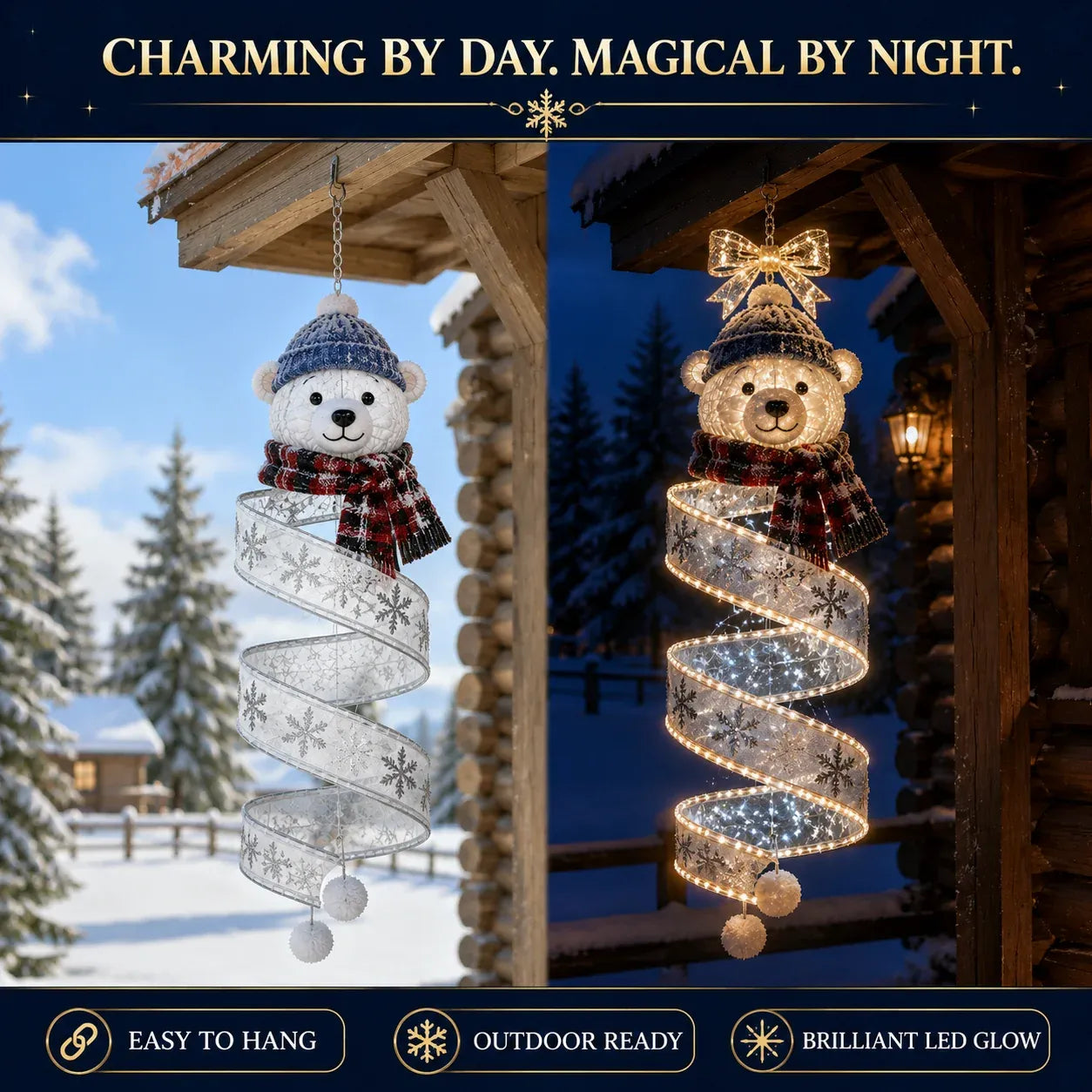 Christmas Spiral Hanging LED Lights | Festive Magic Indoor & Outdoor Xmas Decor Lights