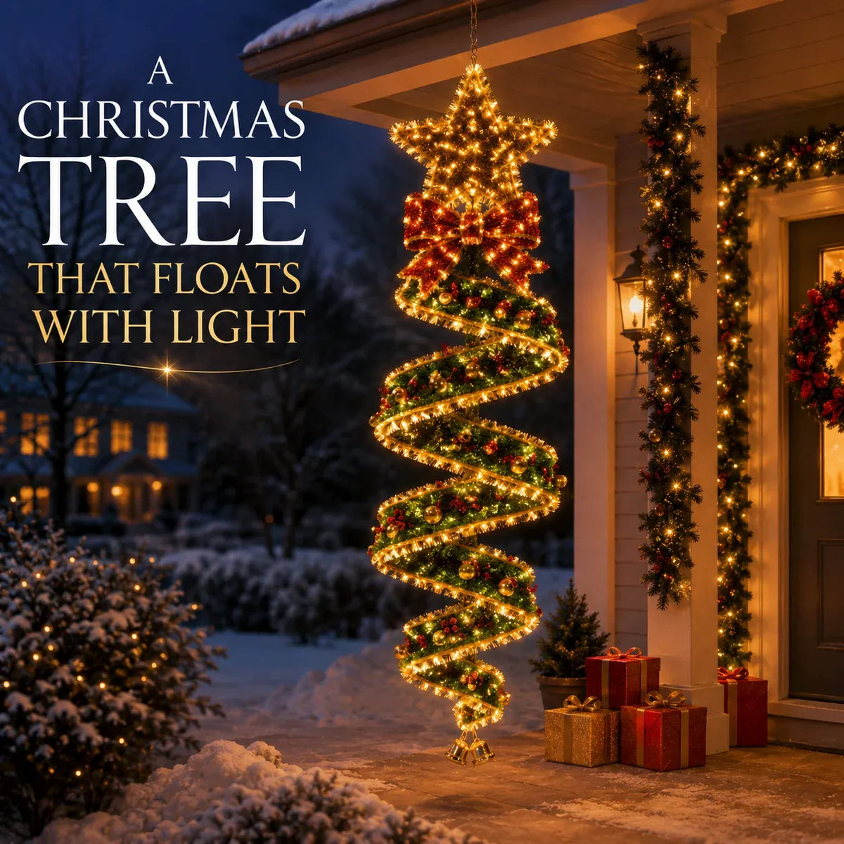 Christmas Spiral Hanging LED Lights | Festive Magic Indoor & Outdoor Xmas Decor Lights