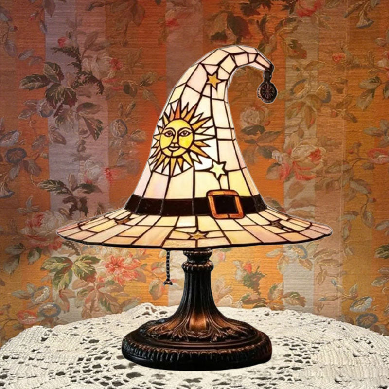 Enchanting Stained Glass Witch Hat Night Lamp | Magical Warm Home Glow 🧙‍♀️