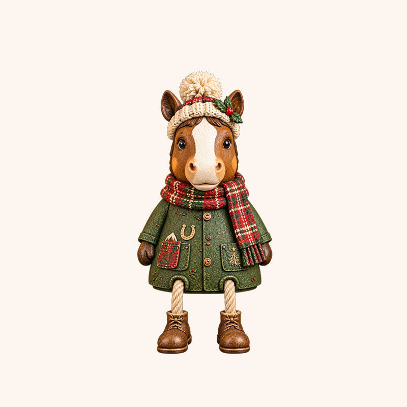 Rustic Farm Animal Christmas Dangly‑Leg Figurine | Festive Shelf & Mantel Ornament