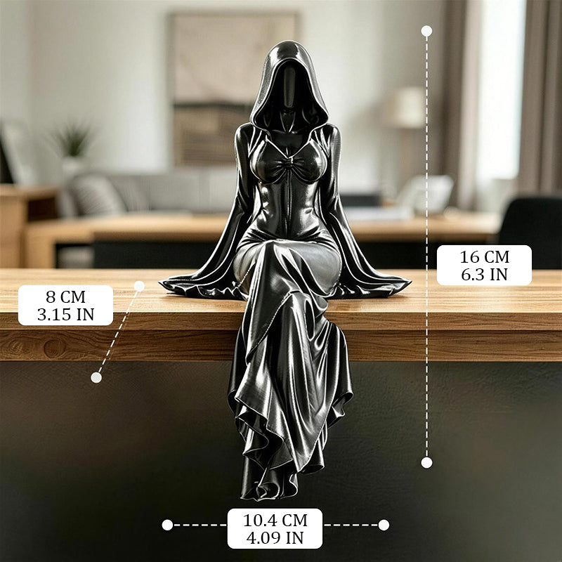 Lady Grim Reaper Sculpture – Gothic Hooded Figurine