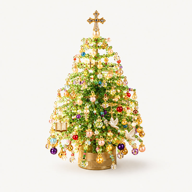 Handmade Bead Xmas Tree Making Kit, Cosy Seasonal Table Decor For UK Homes