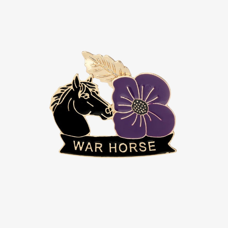 Purple Poppy War‑Horse Memorial Brooch | Lest We Forget Remembrance Animal Tribute Lapel Pin