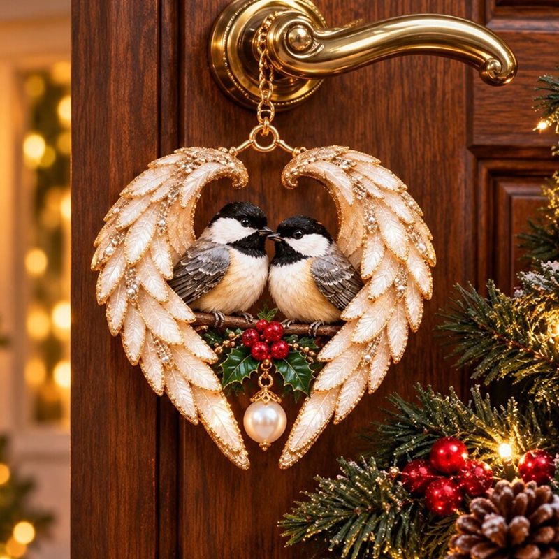 🎄Heart Angel Wing Christmas Bird Ornament, Festive Hanging Decoration for Christmas Tree
