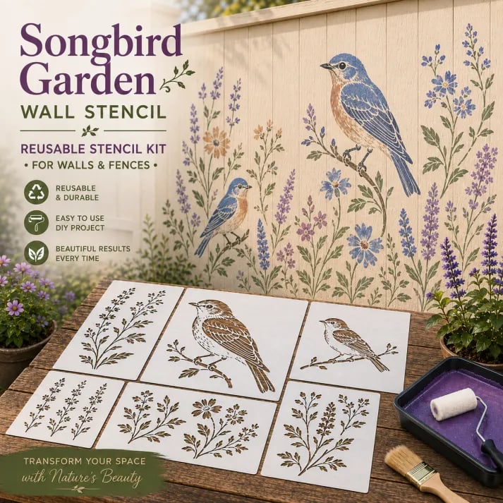 Garden Wall Stencil – Reusable DIY Template for Walls, Fences & Patios