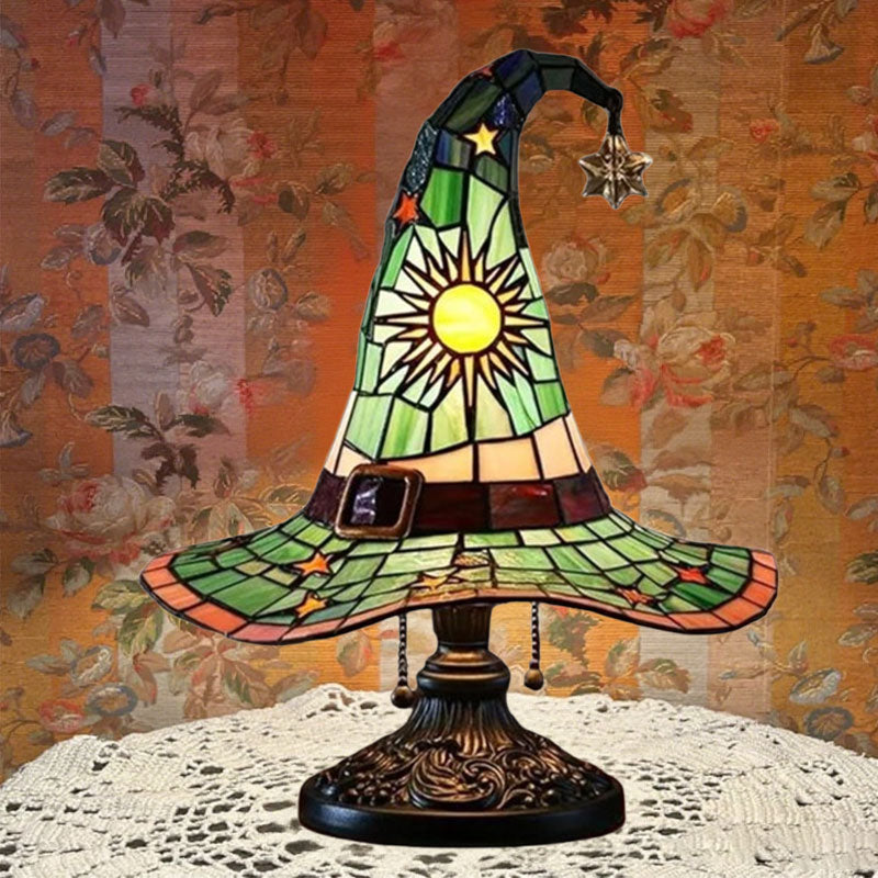 Enchanting Stained Glass Witch Hat Night Lamp | Magical Warm Home Glow 🧙‍♀️