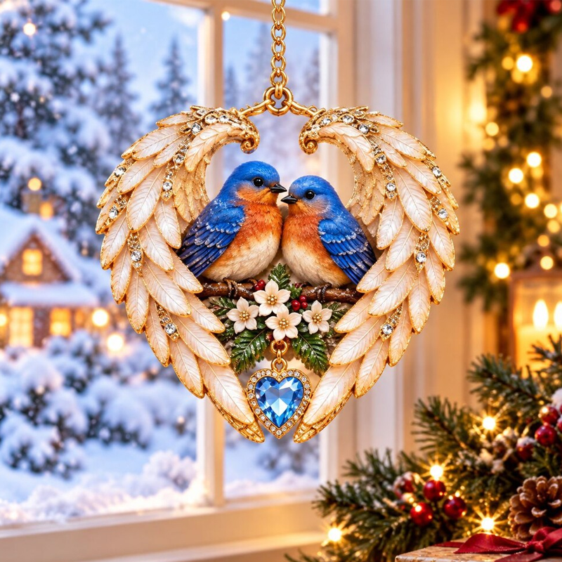 🎄Heart Angel Wing Christmas Bird Ornament, Festive Hanging Decoration for Christmas Tree