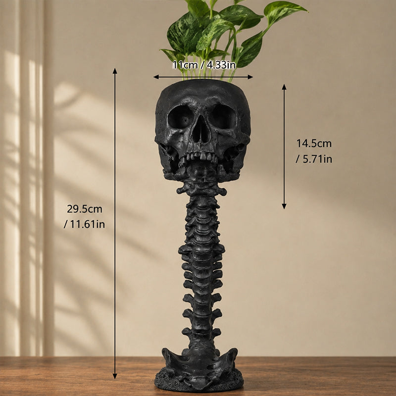 Quirky Spooky Skull Plant Pot, Skeleton Ornament Vase For Gothic Rooms