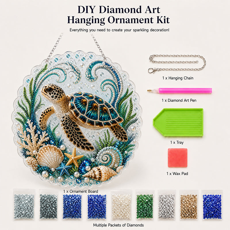Handmade DIY Ocean Diamond Art Acrylic Hanging Plaque, Coastal Seaside Window Wall Decor For UK Homes