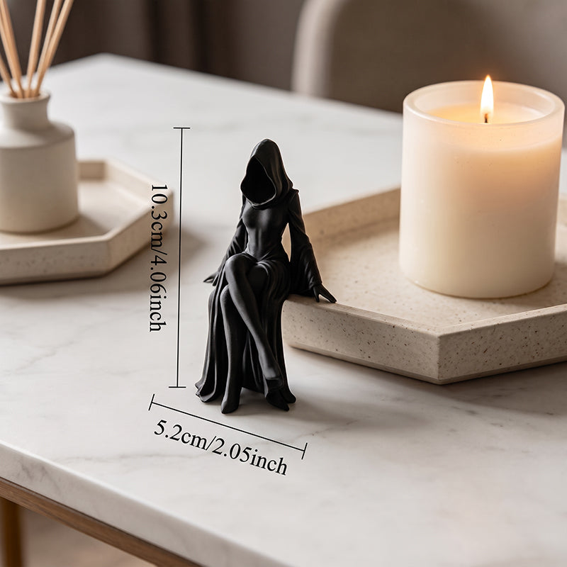 Lady Grim Reaper Sculpture – Gothic Hooded Figurine