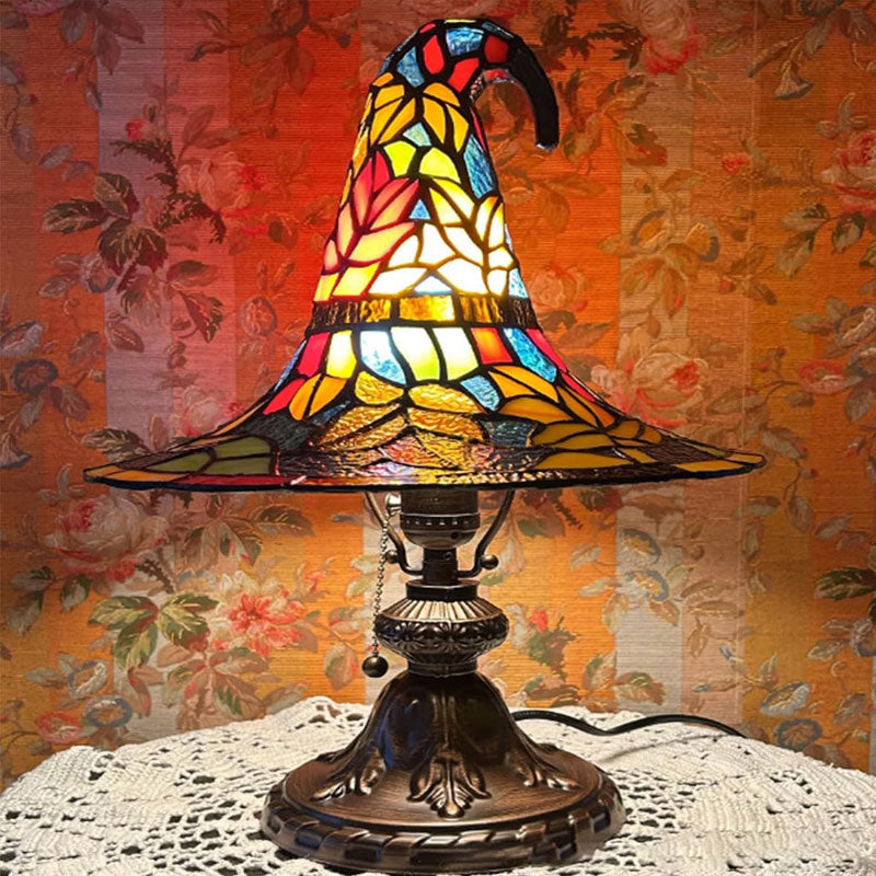 Enchanting Stained Glass Witch Hat Night Lamp | Magical Warm Home Glow 🧙‍♀️