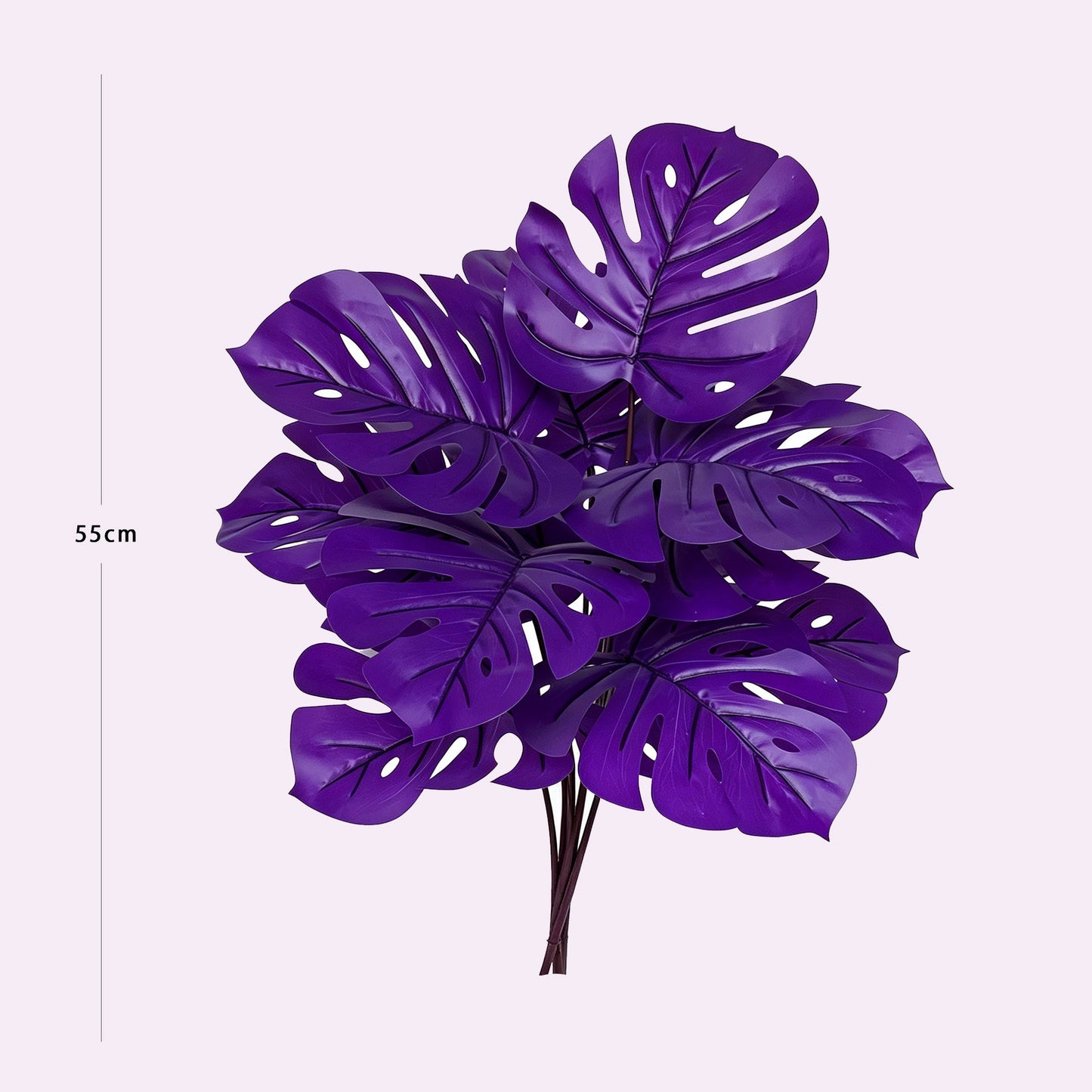 Purple Artificial Monstera Deliciosa Fake Plant, Stylish Indoor Cottage Home Decor
