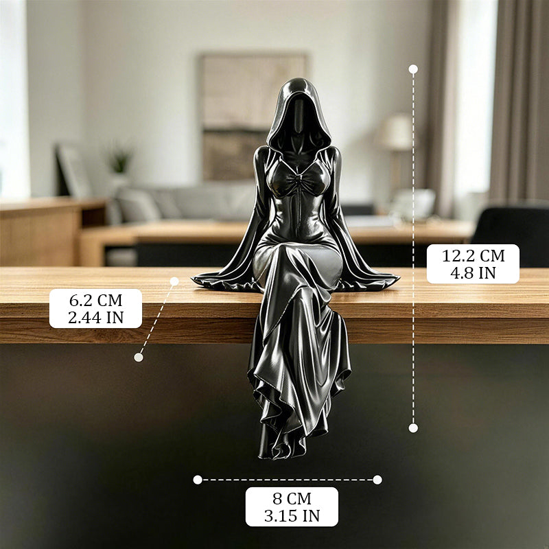 Lady Grim Reaper Sculpture – Gothic Hooded Figurine