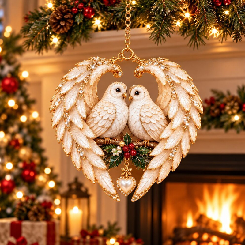 🎄Heart Angel Wing Christmas Bird Ornament, Festive Hanging Decoration for Christmas Tree