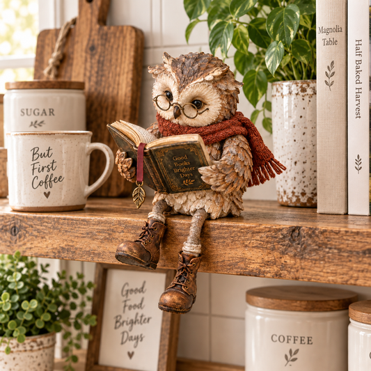 🦉 Cute Reading Owl Ornament | Book Nook Shelf Decor