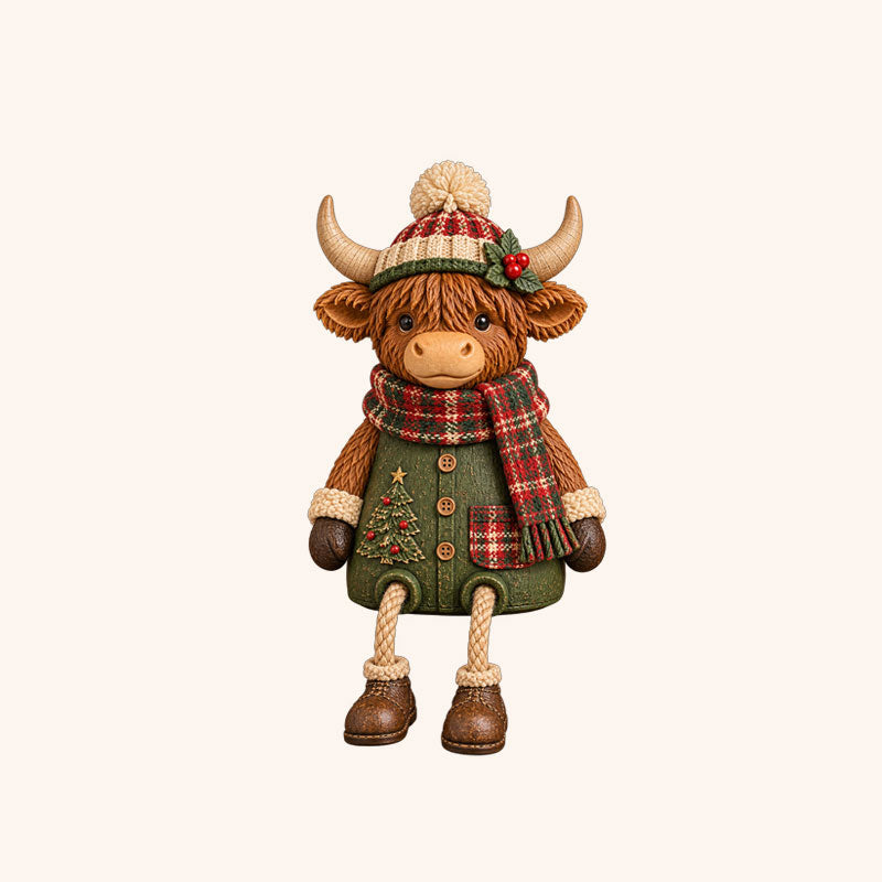 Rustic Farm Animal Christmas Dangly‑Leg Figurine | Festive Shelf & Mantel Ornament