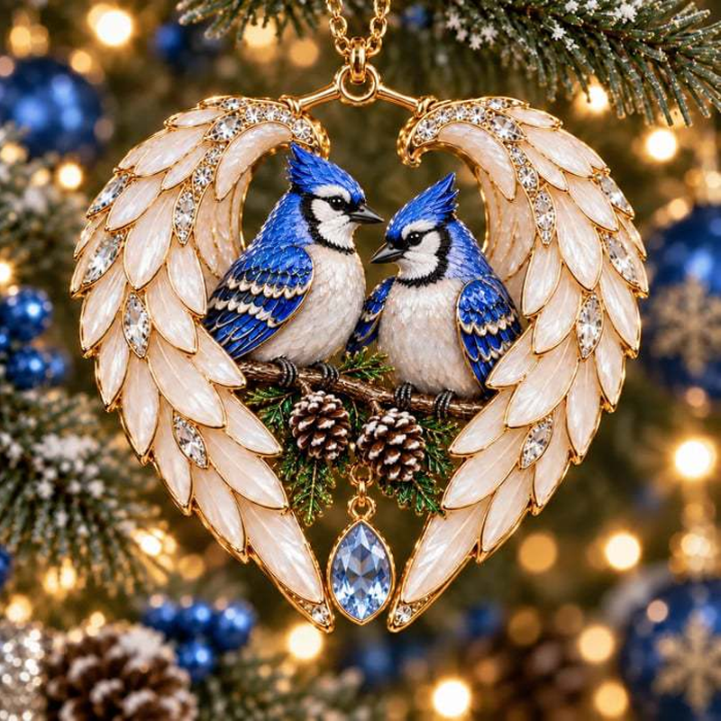🎄Heart Angel Wing Christmas Bird Ornament, Festive Hanging Decoration for Christmas Tree