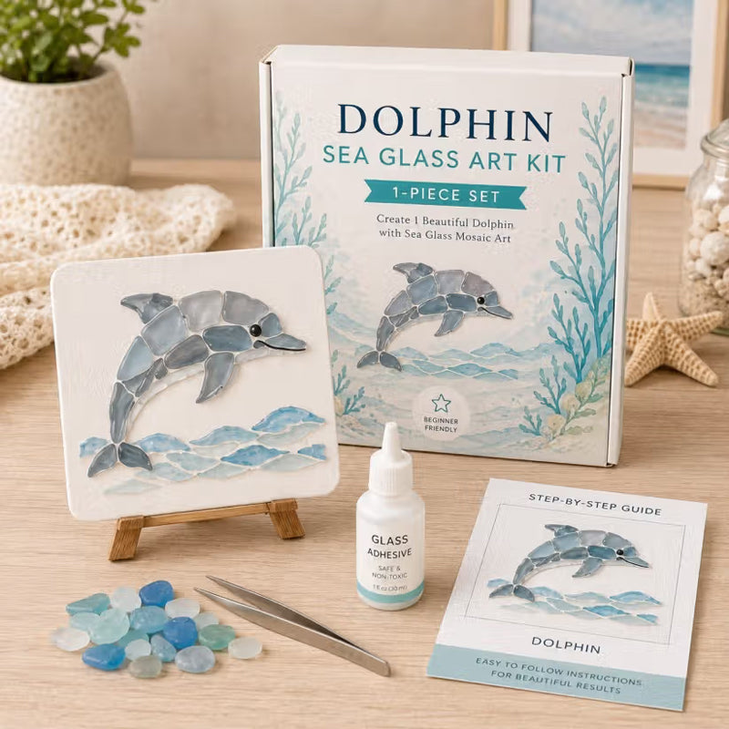 Coastal Sea Glass Mosaic Art DIY Kit – Handmade Seaside Themed Wall Decor Craft Set