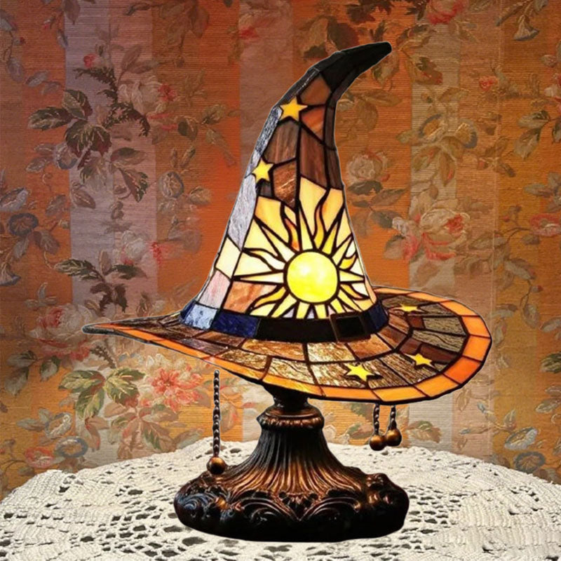 Enchanting Stained Glass Witch Hat Night Lamp | Magical Warm Home Glow 🧙‍♀️