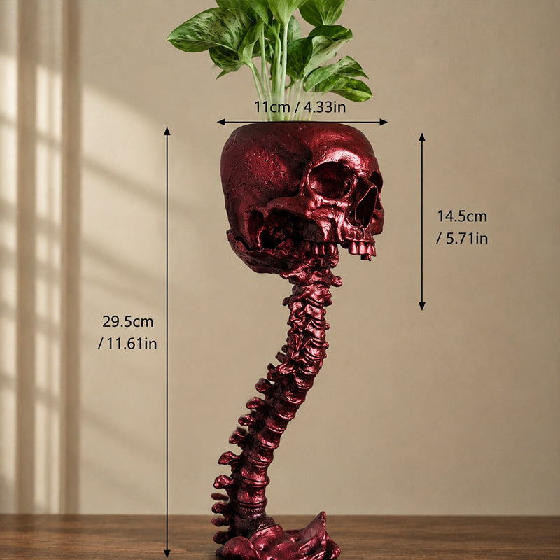 Quirky Spooky Skull Plant Pot, Skeleton Ornament Vase For Gothic Rooms