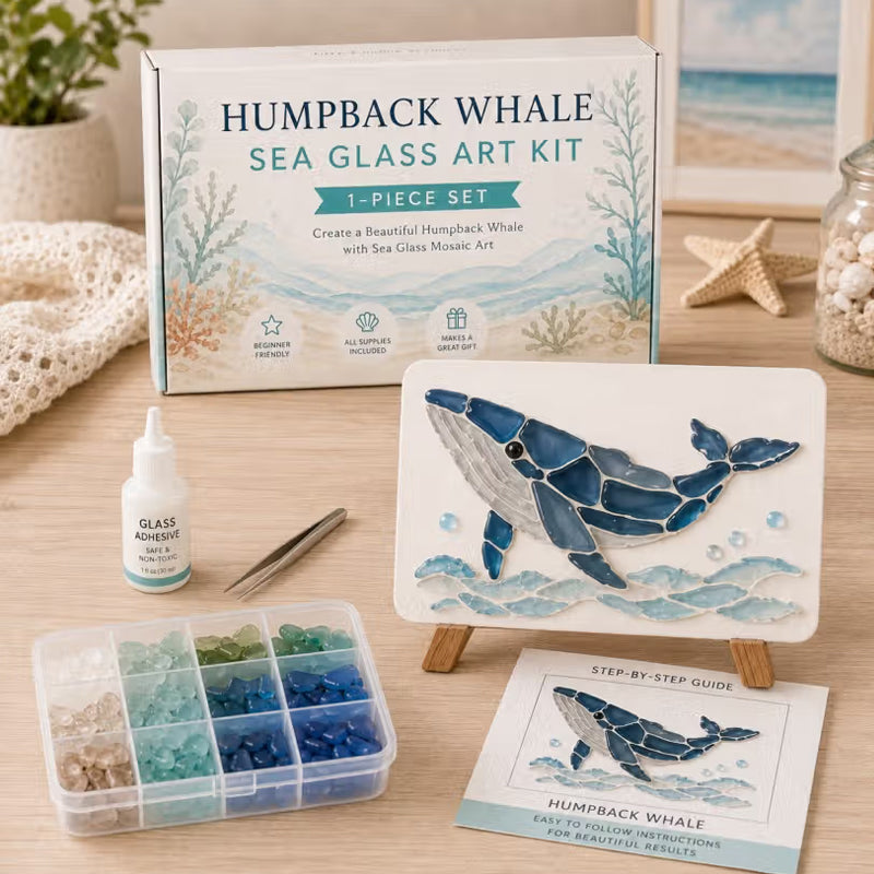 Coastal Sea Glass Mosaic Art DIY Kit – Handmade Seaside Themed Wall Decor Craft Set