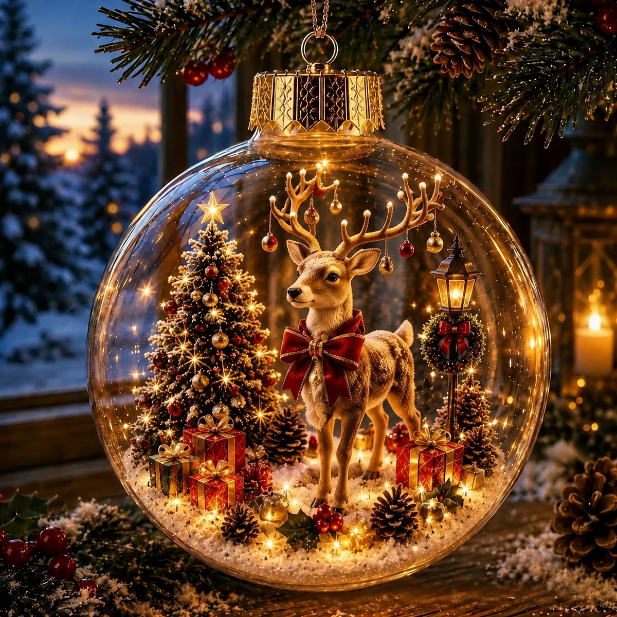 ✨ Animal‑Themed Christmas Crystal Ball | Festive Light‑Up Winter Globe Ornament