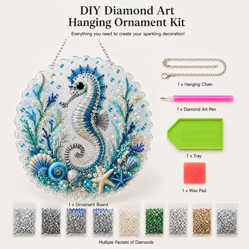 Handmade DIY Ocean Diamond Art Acrylic Hanging Plaque, Coastal Seaside Window Wall Decor For UK Homes