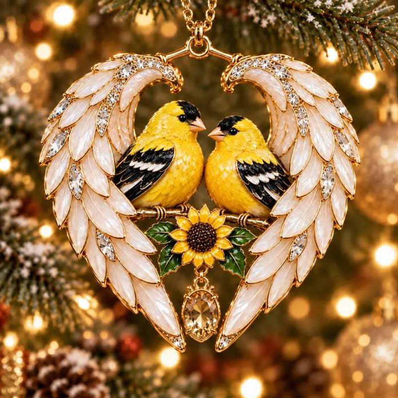 🎄Heart Angel Wing Christmas Bird Ornament, Festive Hanging Decoration for Christmas Tree