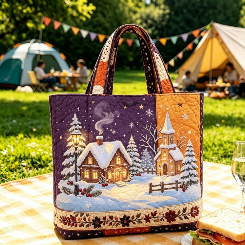 Vintage Santa Christmas Print Tote Bag | Festive Re‑usable Shopper
