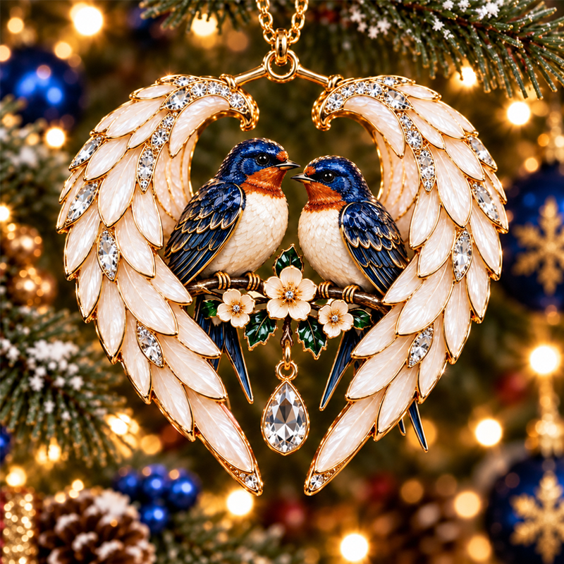 🎄Heart Angel Wing Christmas Bird Ornament, Festive Hanging Decoration for Christmas Tree