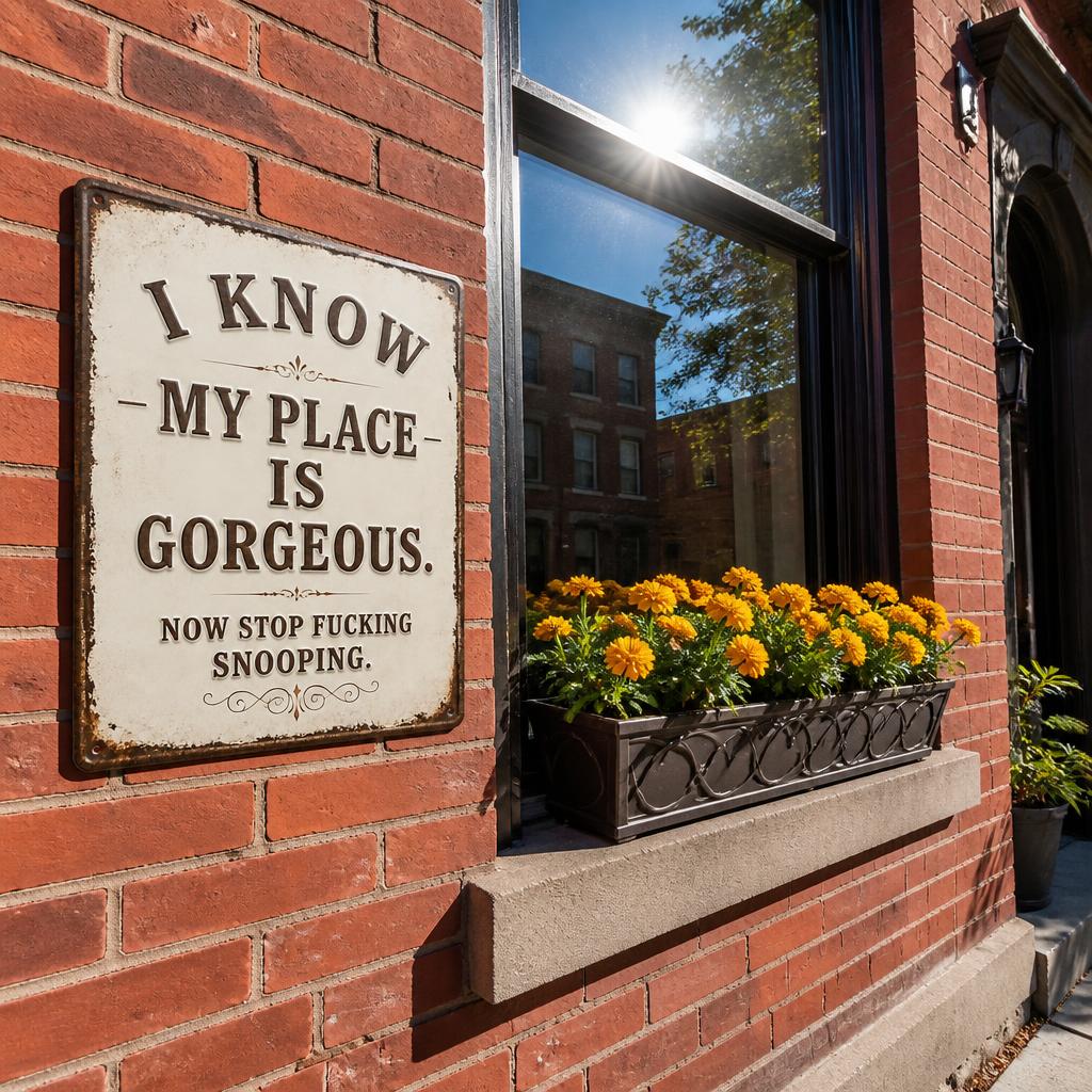 🏡 Cheeky Wall Sign | Playful Decor To Deter Unwanted Onlookers For British Homes