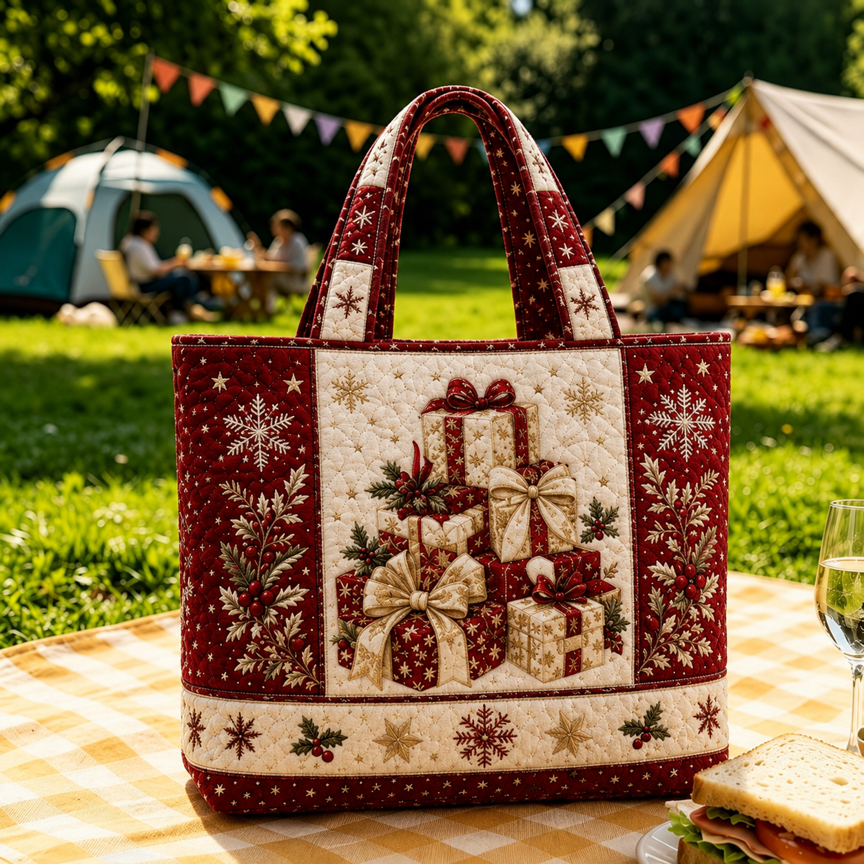 Vintage Santa Christmas Print Tote Bag | Festive Re‑usable Shopper